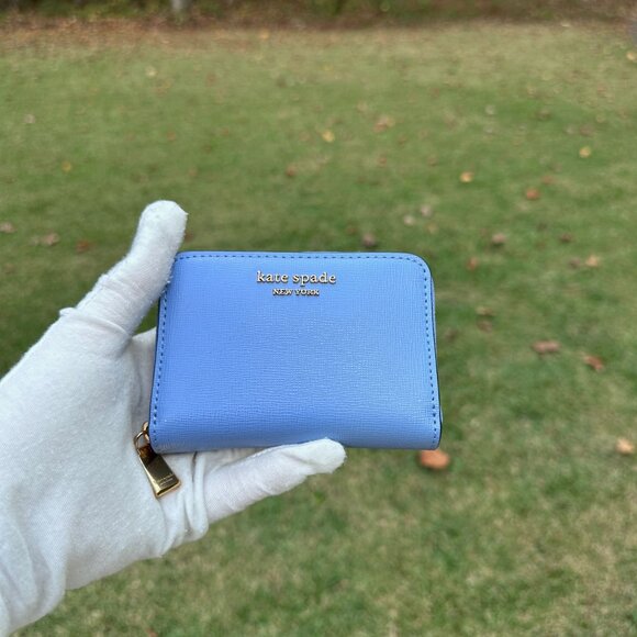 Kate Spade Morgan Kingfisher Saffiano Leather Zip Card Case Wallet K8920 *READ* - Picture 8 of 14